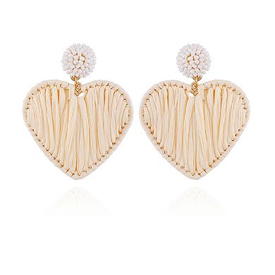 Berry Jewelry Large Raffia Heart Earrings