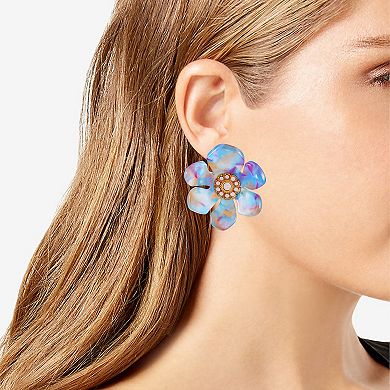 Berry Jewelry Blue Resin Flower Stud Earrings