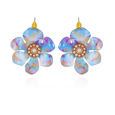 Berry Jewelry Blue Resin Flower Stud Earrings