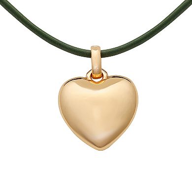 Berry Jewelry Oversized Gold Tone Heart Pendant Choker Necklace