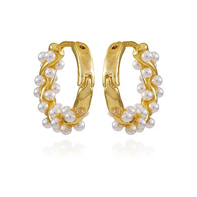 Berry Jewelry Gold Tone Simulated Pearl Twisted Hoop Earrings