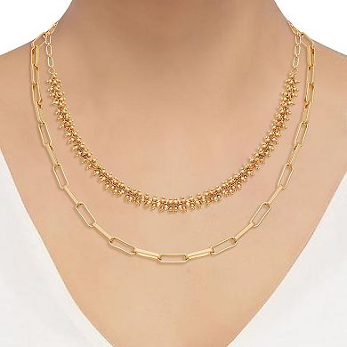 Berry Jewelry Matte Gold Tone Layered Chunky Chain Necklace