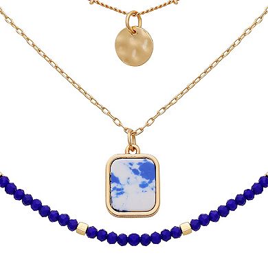 Berry Jewelry Gold Tone Blue Beaded Layered Necklace