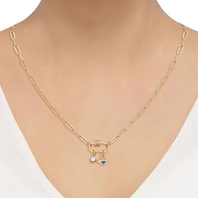 Berry Jewelry Evil Eye Charm Gold Tone Chain Necklace