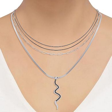 Berry Jewelry Silver Tone Snake Charm Drop Layered Necklace