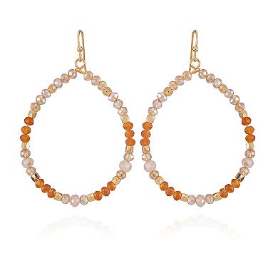 Berry Jewelry Neutral Beaded Gold Tone Fishhook Earrings