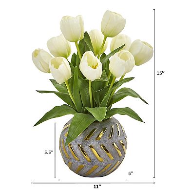 Tulip Artificial Arrangement In Decorative Vase