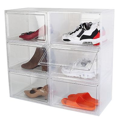 Collapsible Shoe Box With Magnetic Door Set Of 6