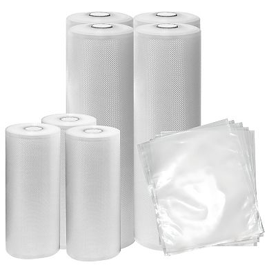 Kenmore Food Sealer Bags Variety Pack with 7 Rolls and 50 Quart Bags