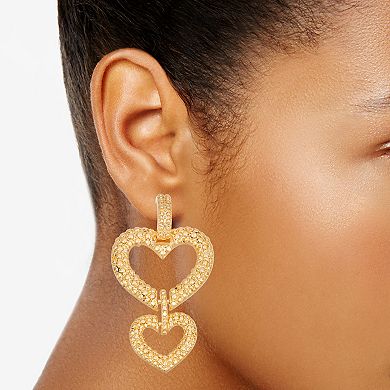 Ella Shea Gold Tone Texture Hearts Drop Earrings