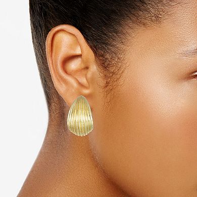 Ella Shea Gold Tone Shell Textured Hoop Earrings