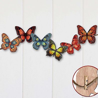 Summer Butterfly Decorative Wooden Clip-on Christmas Ornaments of 6 by G. Debrekht - Christmas Decor