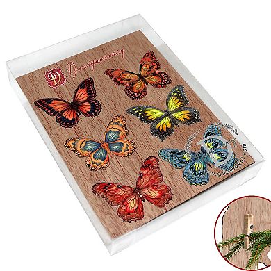 Summer Butterfly Decorative Wooden Clip-on Christmas Ornaments of 6 by G. Debrekht - Christmas Decor