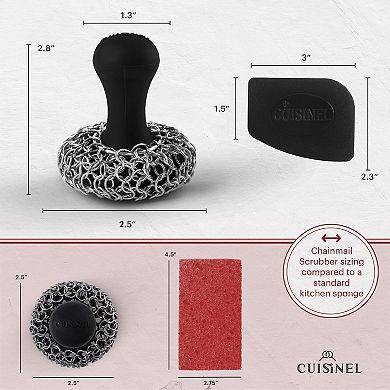 Cuisinel Cast Iron Chainmail Scrubber + Pan Scraper