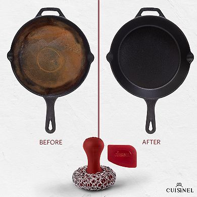 Cuisinel Cast Iron Chainmail Scrubber + Pan Scraper