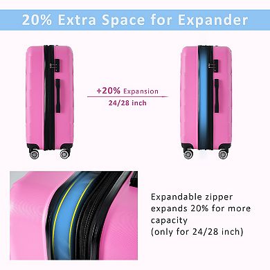 Merax 3 Piece Luggage Set Suitcase Set, Abs Hard Shell Lightweight Expandable Travel Luggage