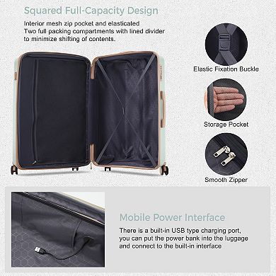 Merax Luggage Sets 3 Piece Suitcase With Usb Port