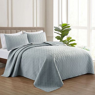 Unikome 3 Piece Microfiber Reversible Quilt Set with Shams