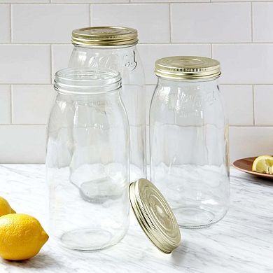 Le Parfait Screw Top Jars Large French Glass Jars For Pantry Storage Bulk Goods Canning Lid 64 Fl Oz