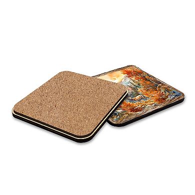 Caribou Wooden Cork Placemat And Coasters Gift Set Of 7