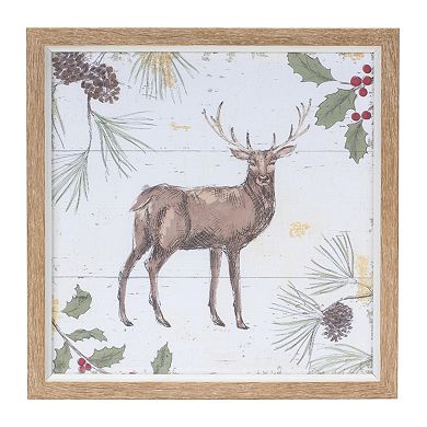 Framed Deer And Cardinal Bird Wall Art (Set Of 2)