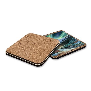 Nothern Lights Wooden Cork Placemat And Coasters Gift Set Of 7