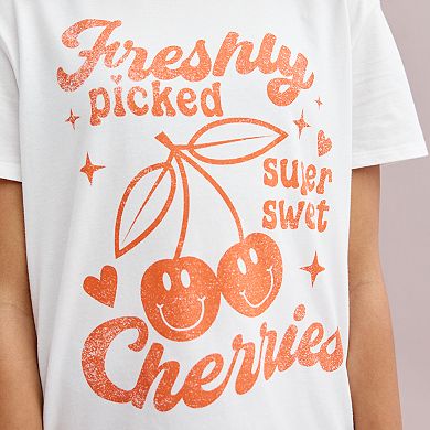 Girls B.O.Y. Freshly Picked Cherries Oversized Graphic Tee