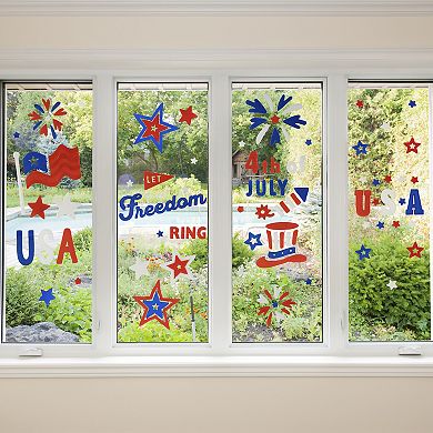 Northlight Double Sided Fourth of July Celebration Gel Window Clings 6-pack Set
