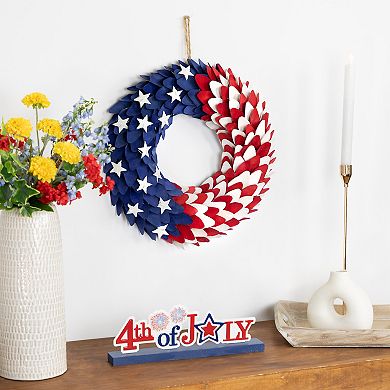 Northlight Petals and Stars Wooden Americana Wreath