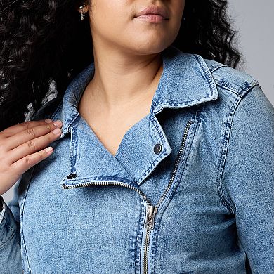 Plus Size Simply Vera Vera Wang Denim Moto Jacket