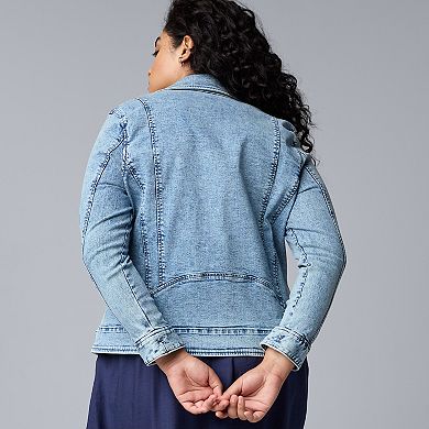 Plus Size Simply Vera Vera Wang Denim Moto Jacket