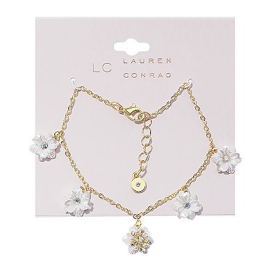 LC Lauren Conrad Gold Tone Flower Charm Bracelet