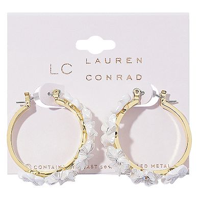 LC Lauren Conrad Gold Tone Flower Hoop Earrings