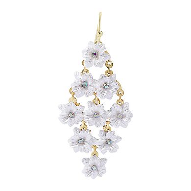 LC Lauren Conrad Gold Tone White Flower Chandelier Earrings