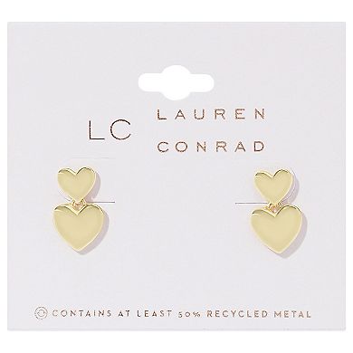 LC Lauren Conrad Double Heart Mini Drop Earrings 