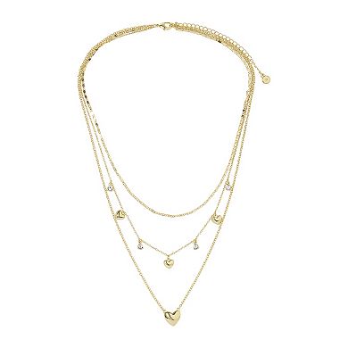 LC Lauren Conrad Crystal Puffy Heart Triple-Strand Necklace