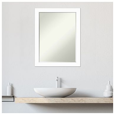 Basic Narrow Petite-bevel Wood Bathroom Wall Mirror