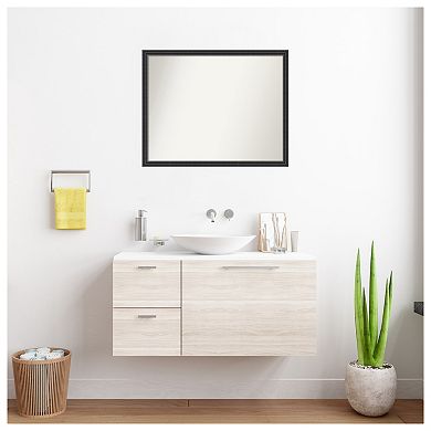 Stylish Black Non-beveled Wood Bathroom Wall Mirror