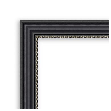 Stylish Black Non-beveled Wood Bathroom Wall Mirror