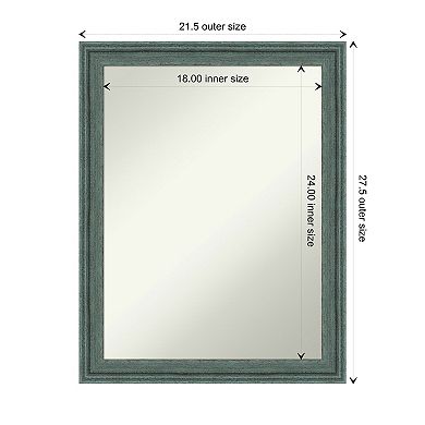 Upcycled Teal Grey Non-beveled Wood Bathroom Wall Mirror