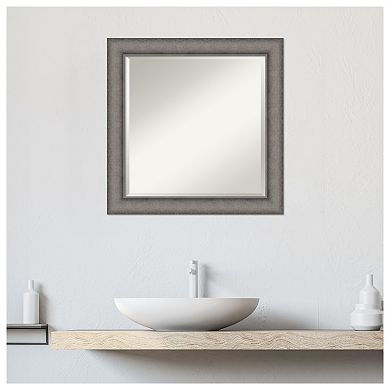Burnished Concrete Beveled Wood Framed Bathroom Wall Mirror