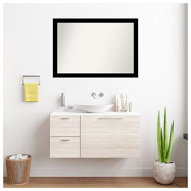 Brushed Black Non-beveled Bathroom Wall Mirror