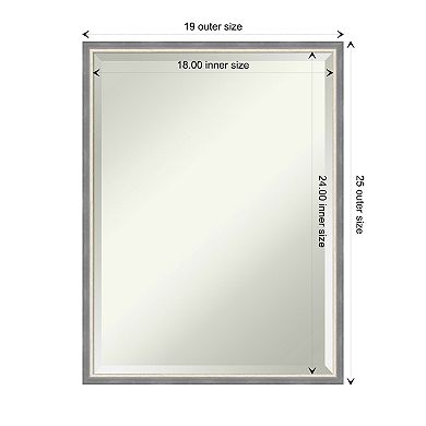 Theo Grey Narrow  Beveled Wood Framed Bathroom Wall Mirror