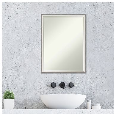 Theo Grey Narrow  Beveled Wood Framed Bathroom Wall Mirror