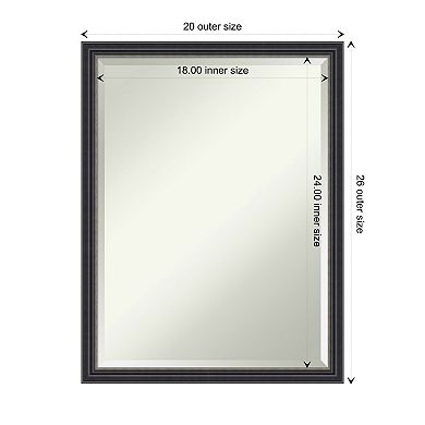 Stylish Black Beveled Wood Framed Bathroom Wall Mirror