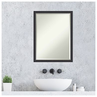 Stylish Black Beveled Wood Framed Bathroom Wall Mirror