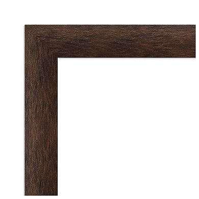 Warm Walnut Narrow Non-beveled Wood Bathroom Wall Mirror