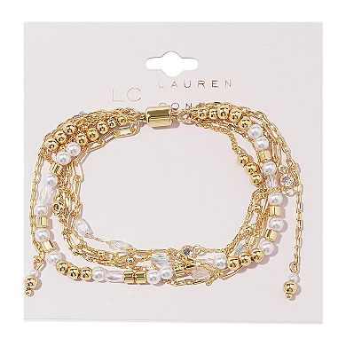 LC Lauren Conrad Gold Tone Multi-Row Simulated Pearl Pull-Tie Bracelet