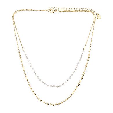 LC Lauren Conrad Gold Tone 2-Row Dotted Beads Necklace