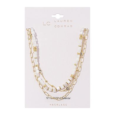 LC Lauren Conrad Gold Tone 3-Row Multi Translucent Beads Necklace